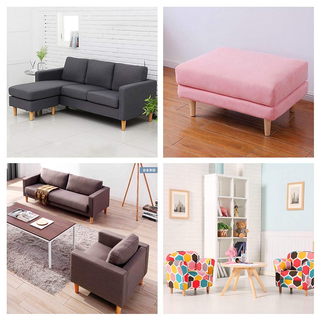 WEICHUAN Round Solid Wood Replacement Sofa Couch Chair 6", Straight- Set of 4 gallery