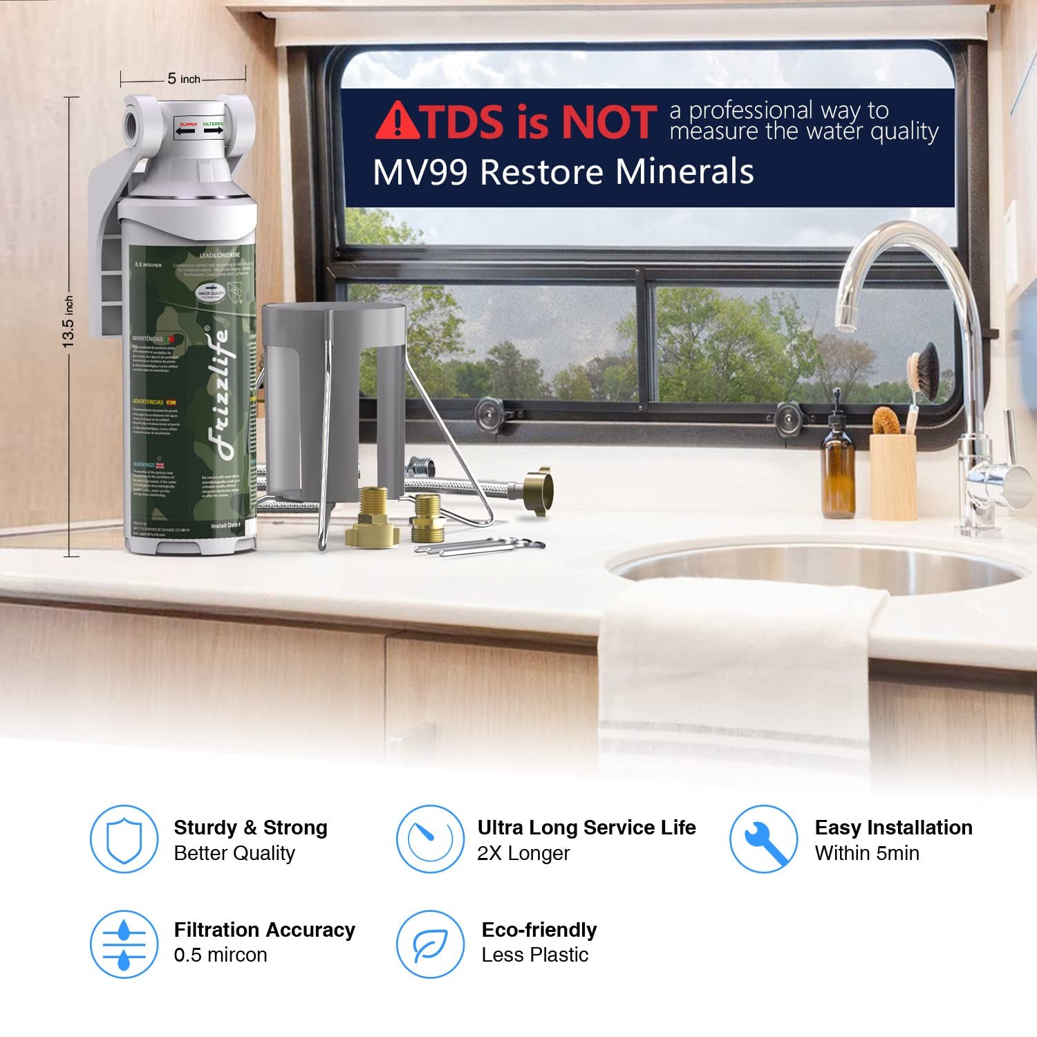 NSF Certified RV Inline Water Filter - Reduces Chlorine, Lead & Odors gallery