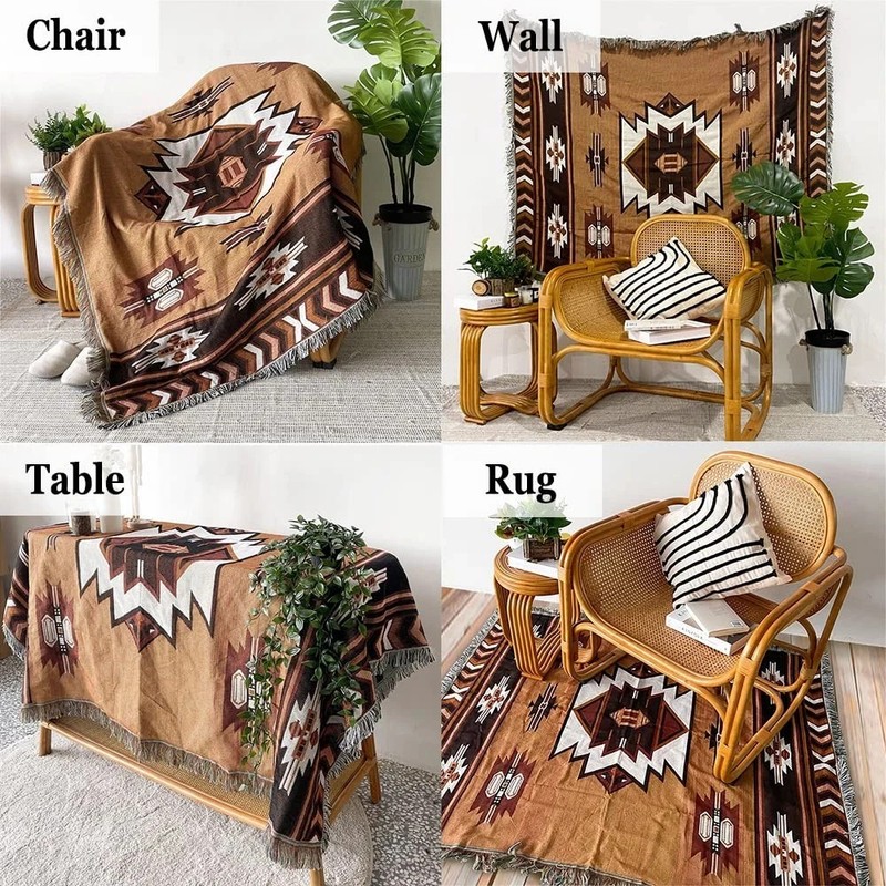 Aztec Throw Blanket Native American Blanket Southwestern Boho Decor Rev... gallery