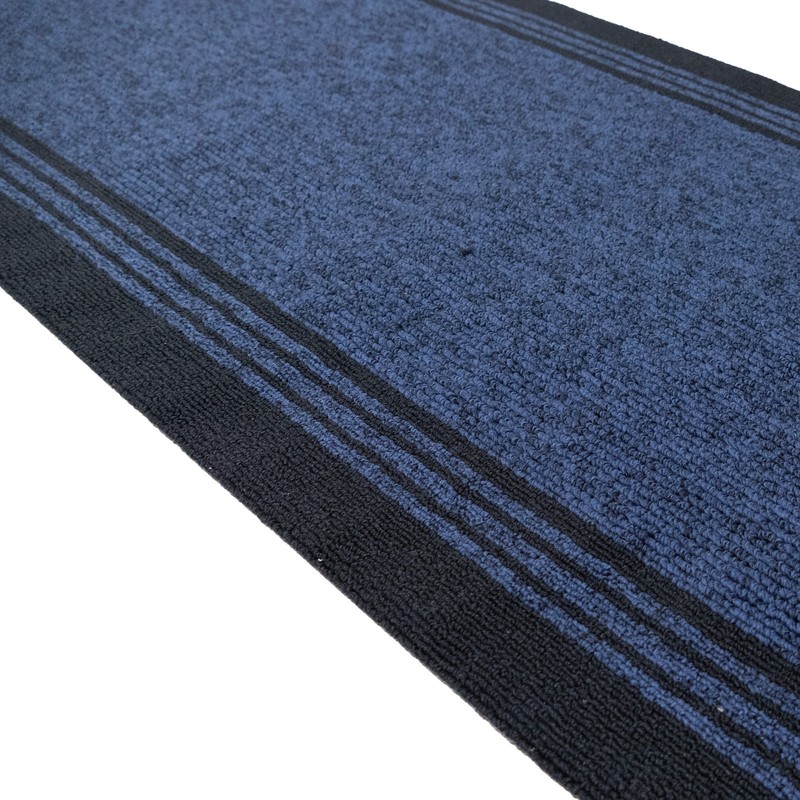 Anti Slip Low Profile Loop Pile Striped Blue Outdoor Heavy Duty Runner Rug gallery