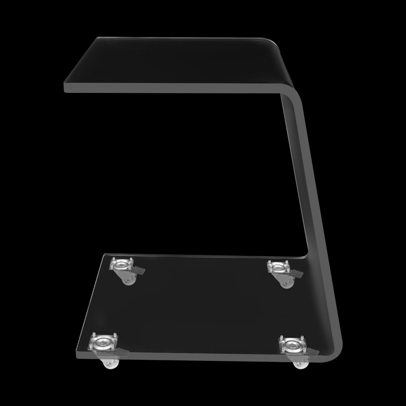 Acrylic Side Table Mobile C-Shaped End Table Clear Snack Rolling Cart 20kg max. gallery