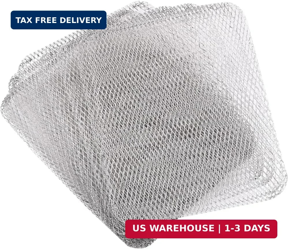 Luxshiny BBQ Grill Mesh Mat: 10Pcs Disposable Aluminum Grill Topper Broiler Net gallery