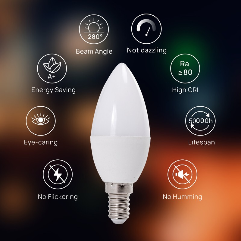 Dimmable Led Candle Bulb 220v 240v Light Bulbs 5w E14 B15 E12 3000k 4500k 6000k gallery