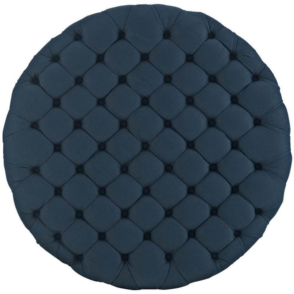 Modway Amour Modern Upholstered Fabric and Solid Wood Ottoman in Azure gallery