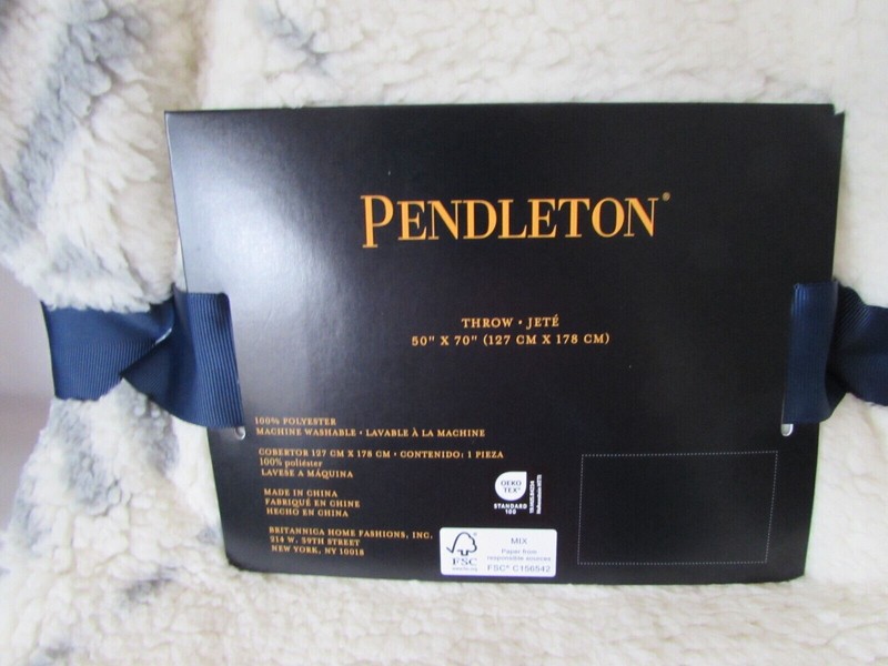 NEW Pendleton Icon Sherpa Aztec Throw Blanket Fleece 50x70 Cream Ivory Gray Back gallery