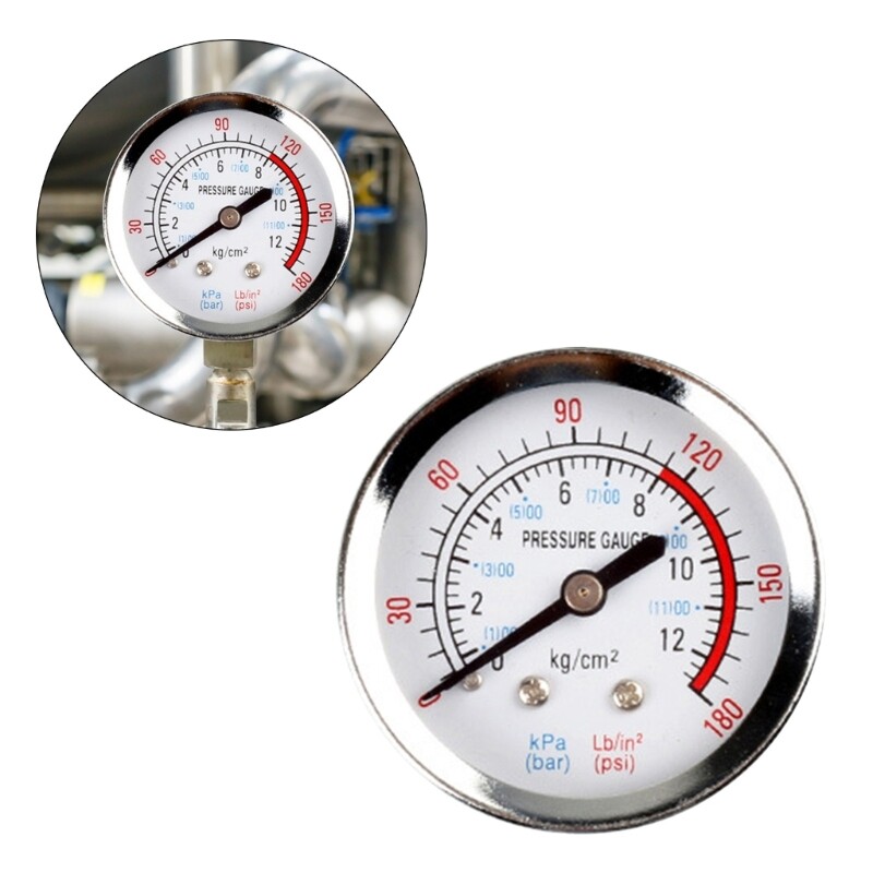 Dial-Type Air Pressure Gauge Round Air Compressor Gauge Range 0-180psi 0-12 Bar gallery