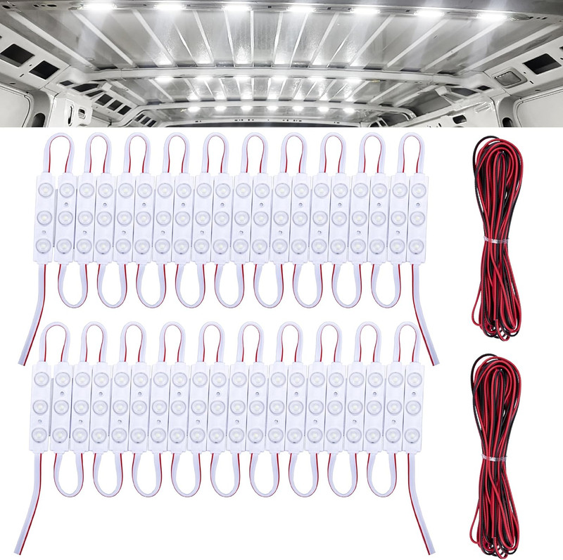120 LED Van Interior Light Kit, 12V Cargo & Trailer Ceiling Lights, White gallery