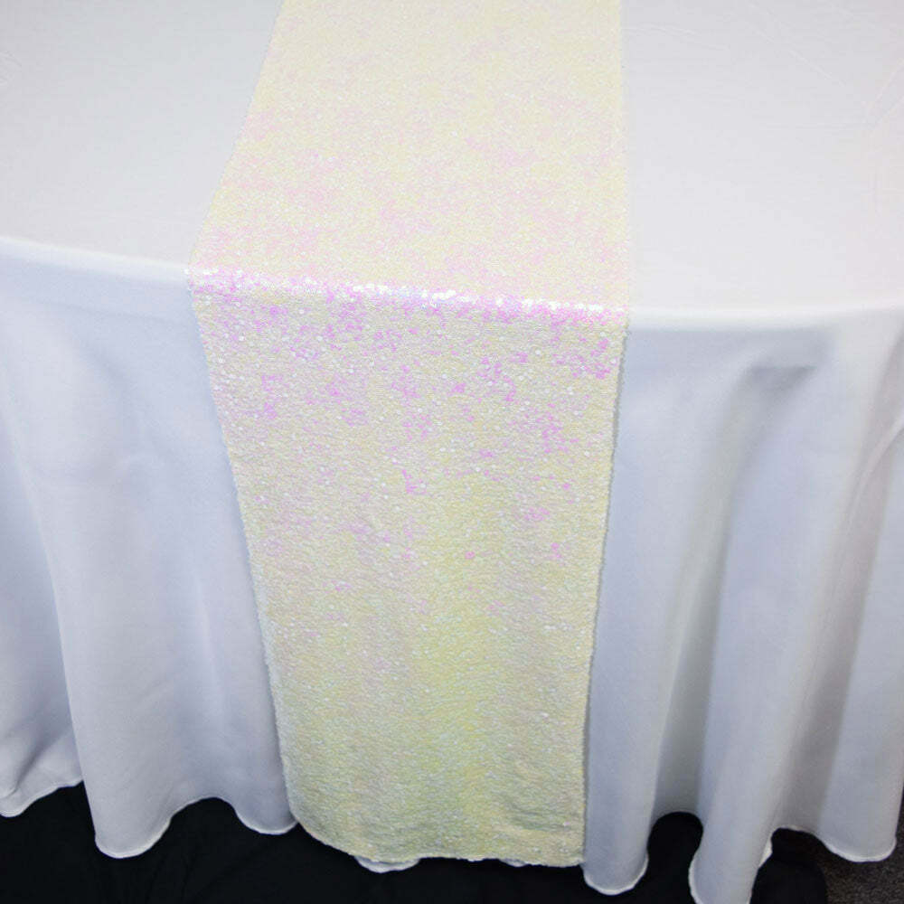 Quasimoon White and Pink Iridescent Sequin Table Runner - 12 x 108 Inch by Pa... gallery