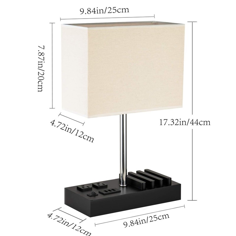 Upgraded 3 USB Table Lamp 2 USB A C Charging Ports 2 AC Outlets Phone Stand gallery