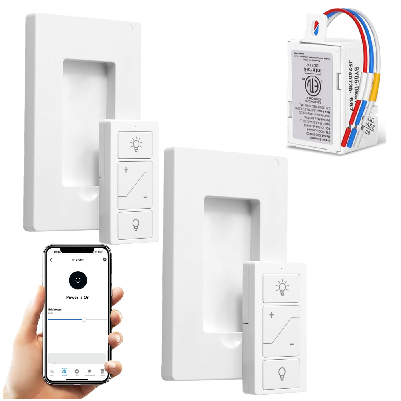 Smart Remote Light Switch, 2 Remotes for Multi-Location Control, Works with Alex gallery
