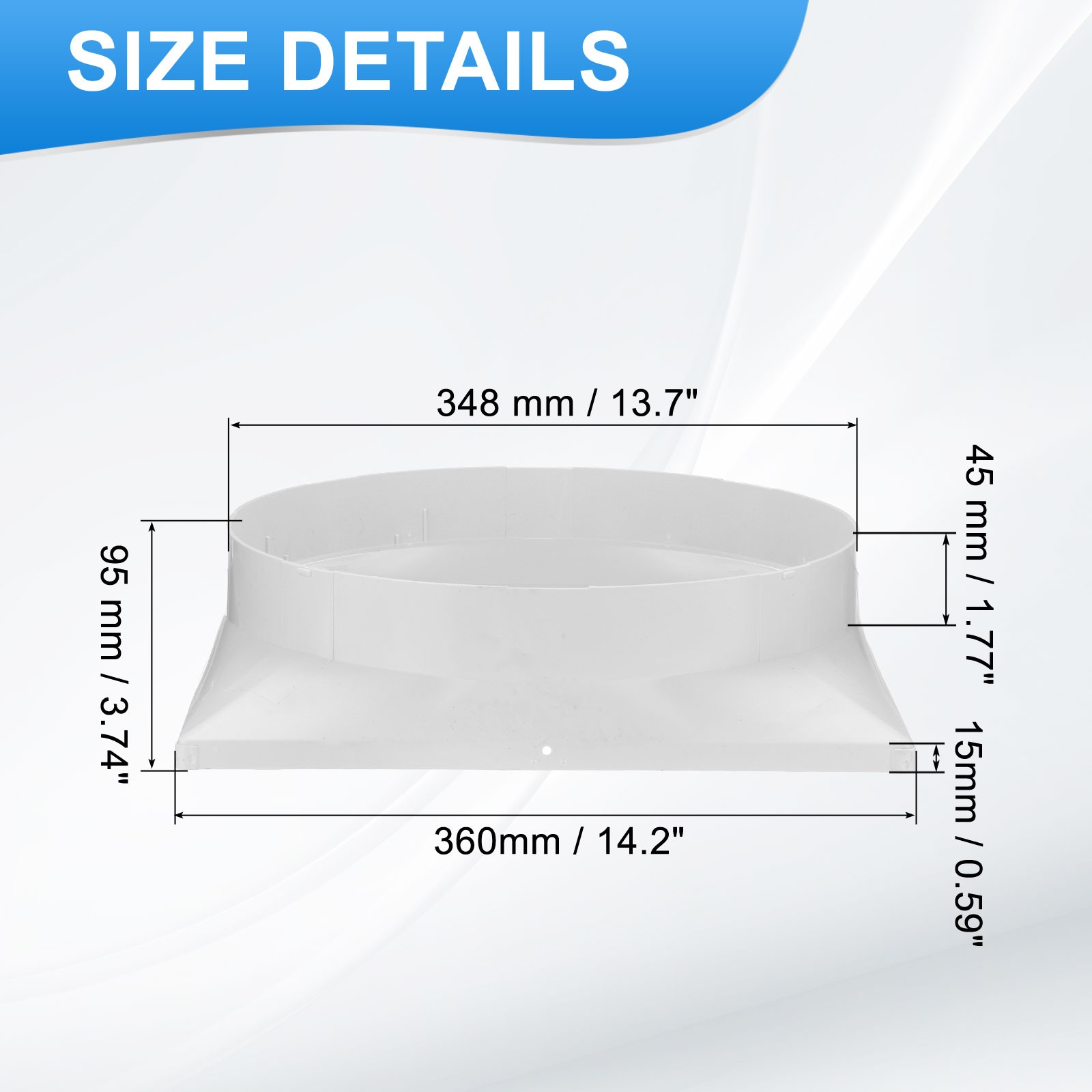 14" to 14" Duct Connector Flange Plastic Square to Round Straight Ceiling gallery