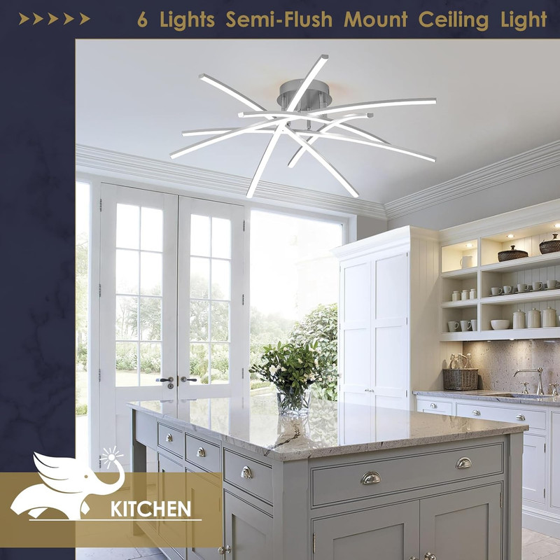 Semi Flush Mount Ceiling Light, 32.8” Dimmable LED Chandelier Modern Ceiling Lig gallery