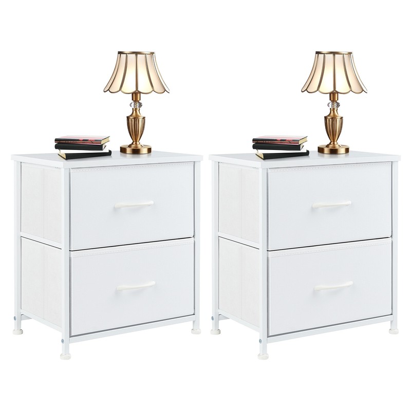 2Pcs Nightstand End Table Side Table with 2 Fabric Drawers Bedside Table Bedroom gallery
