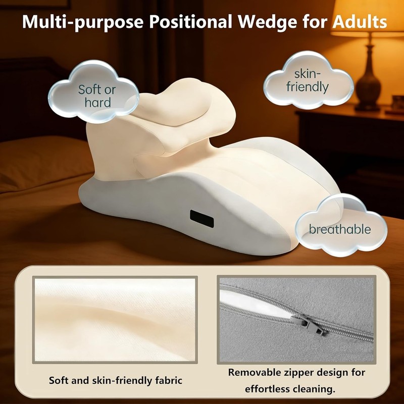 Cloud Artisan Couples' Positioning Wedge Pillow – 27-Degree Memory Foam Support gallery