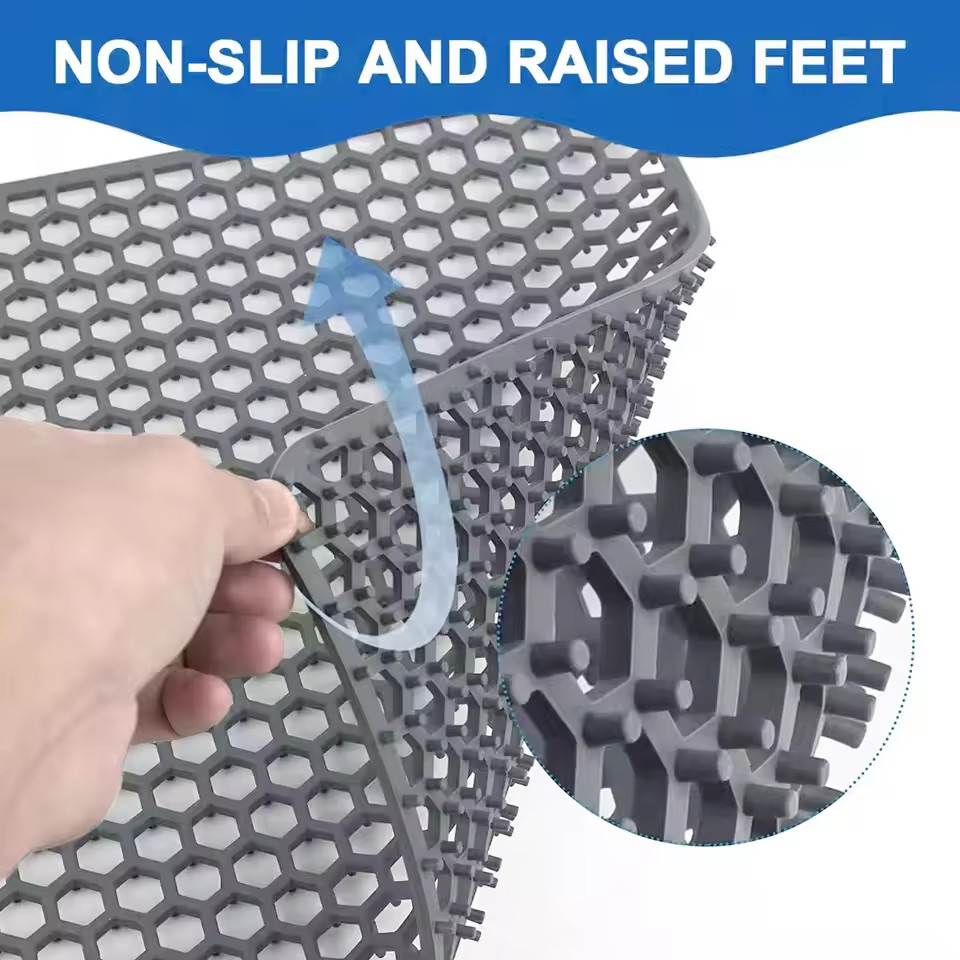 TOOVEM 2 PACK Non-Slip Sink Protector Mat Dishwasher Safe Kitchen Drain Mats gallery