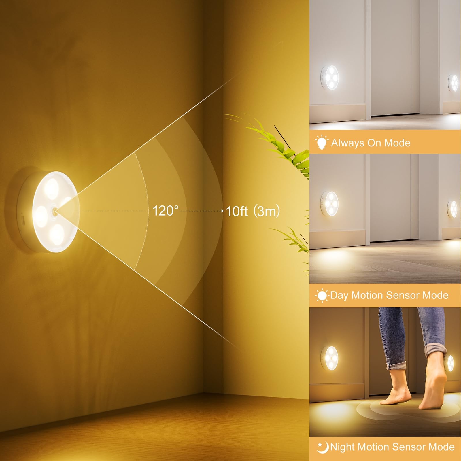 Under Cabinet Lighting, 1500mAh Rechargeable Motion Sensor Puck Lights with R... gallery