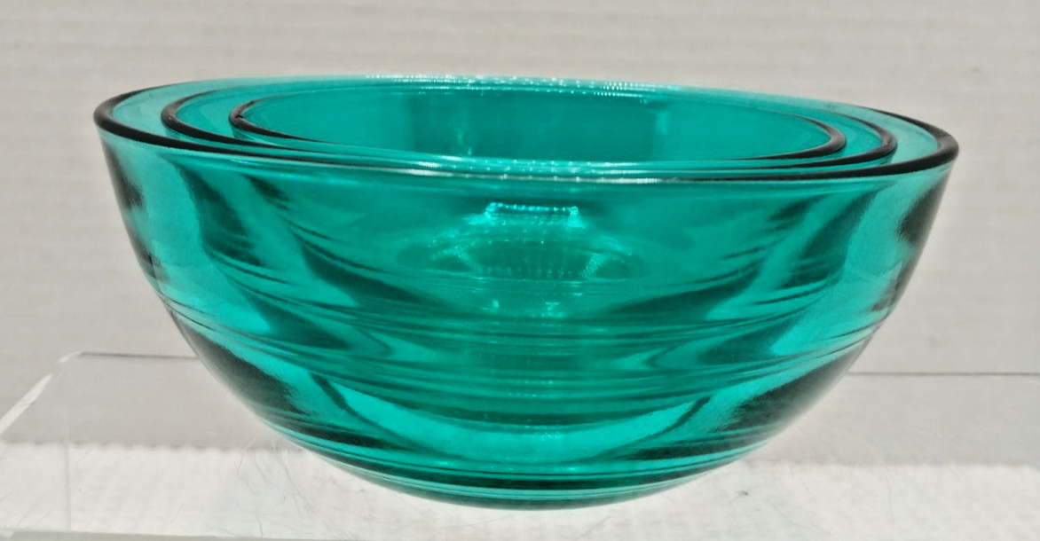 Social Studies 3 Small Nesting Clear Teal Color Food Prep Utilitarian Bowls gallery