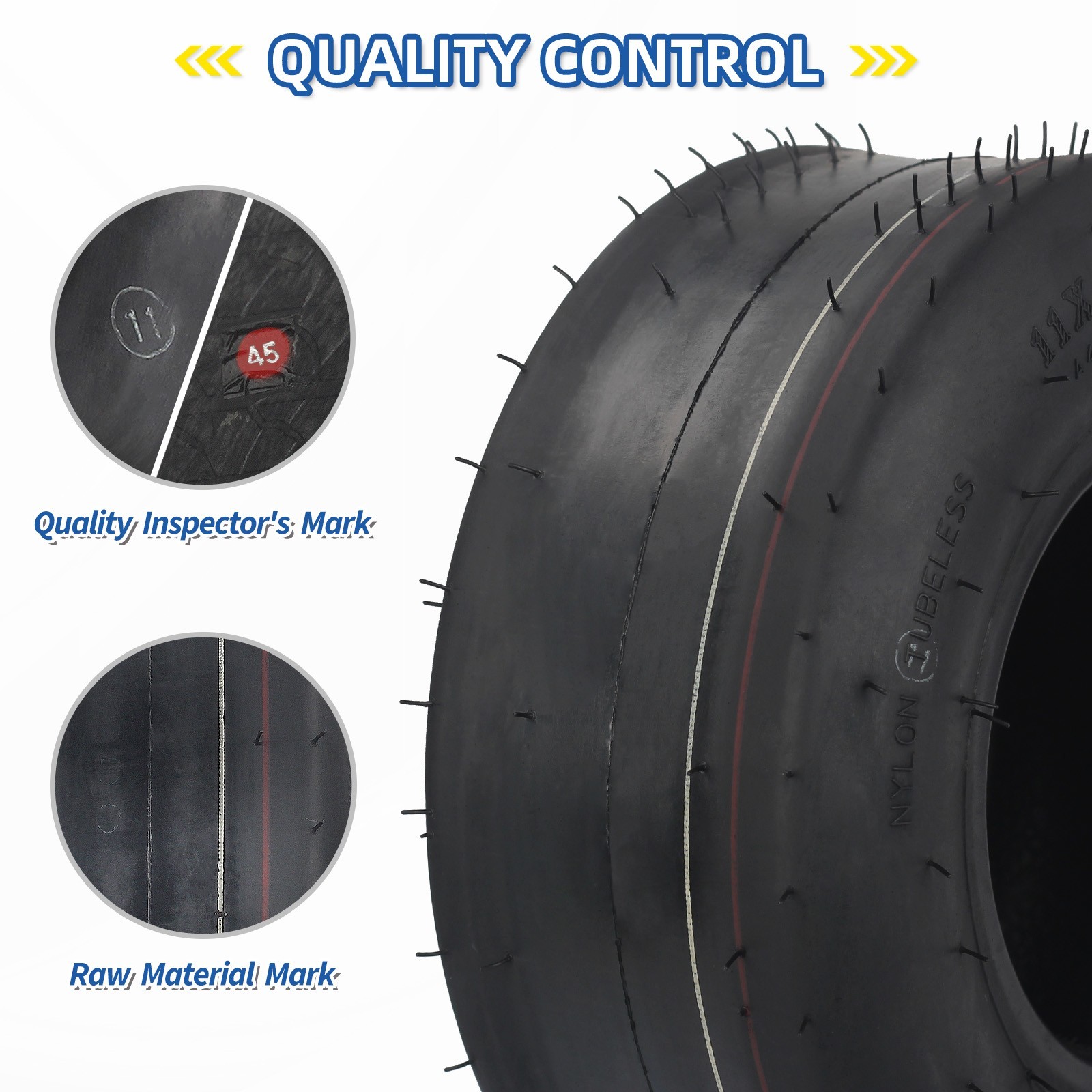 GICOOL 2Pk 11x4.00-5 Zero Turn Lawn Mower Tire, 11x4-5 Smooth Tubeless Tyres gallery