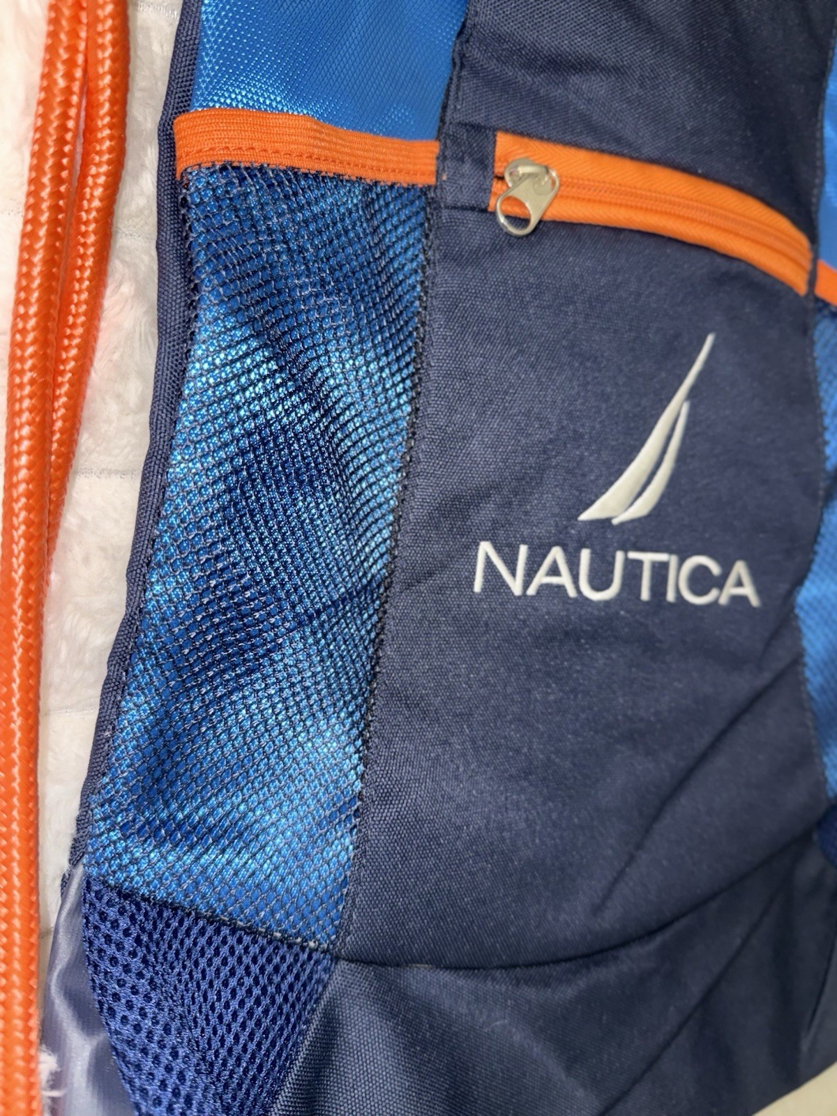 Nautica Cinch Drawstring Backpack  Bag Navy Orange NWOT  3