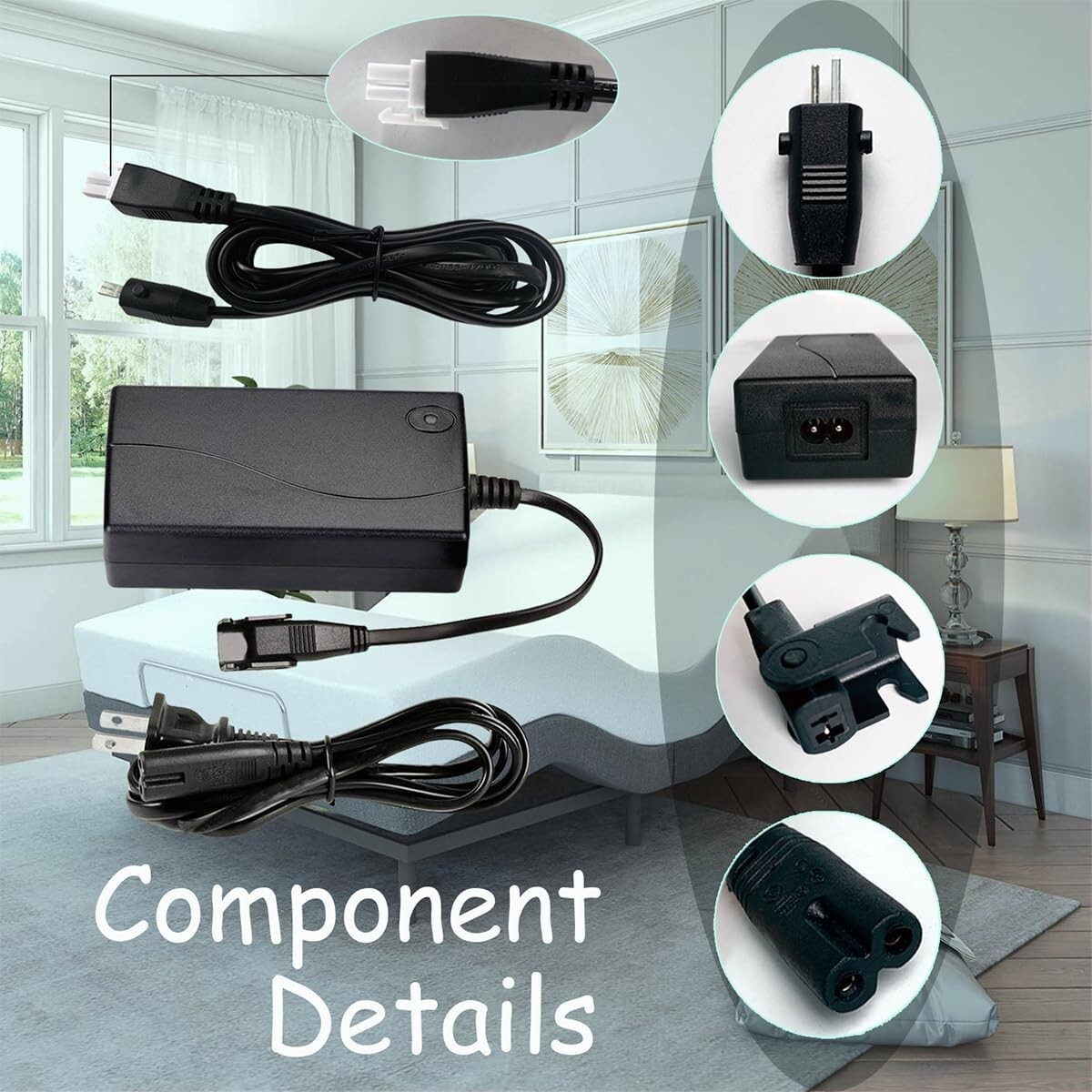 Switching Power Supply Adapter 3 Piece Kit Replacement for Adjustable Bed Base gallery