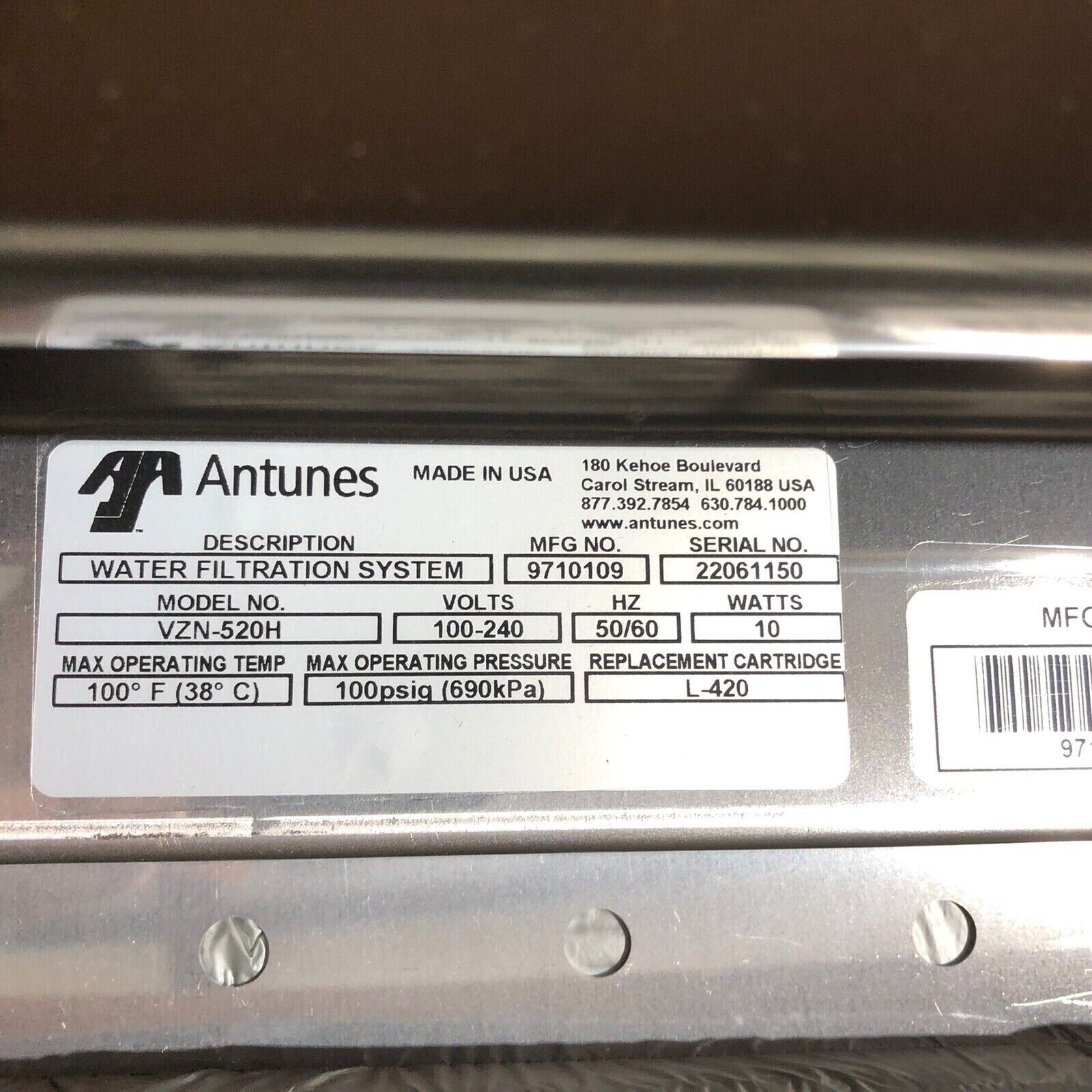New Antunes VZN-520H Water Filtering System 8 Gal. (30 Liters) Per Minute 10W gallery