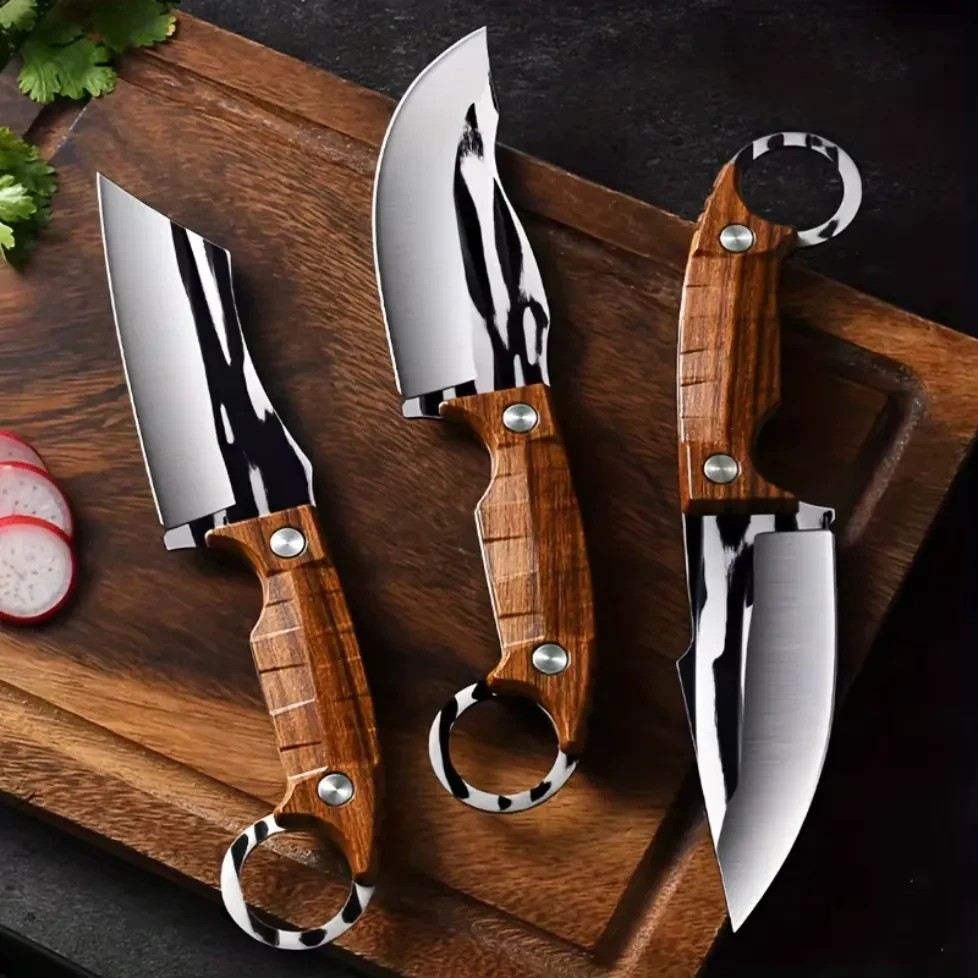 3PCS Stainless Steel Boning Knife Set Kitchen, Chef, Hunting, Camping Knives gallery