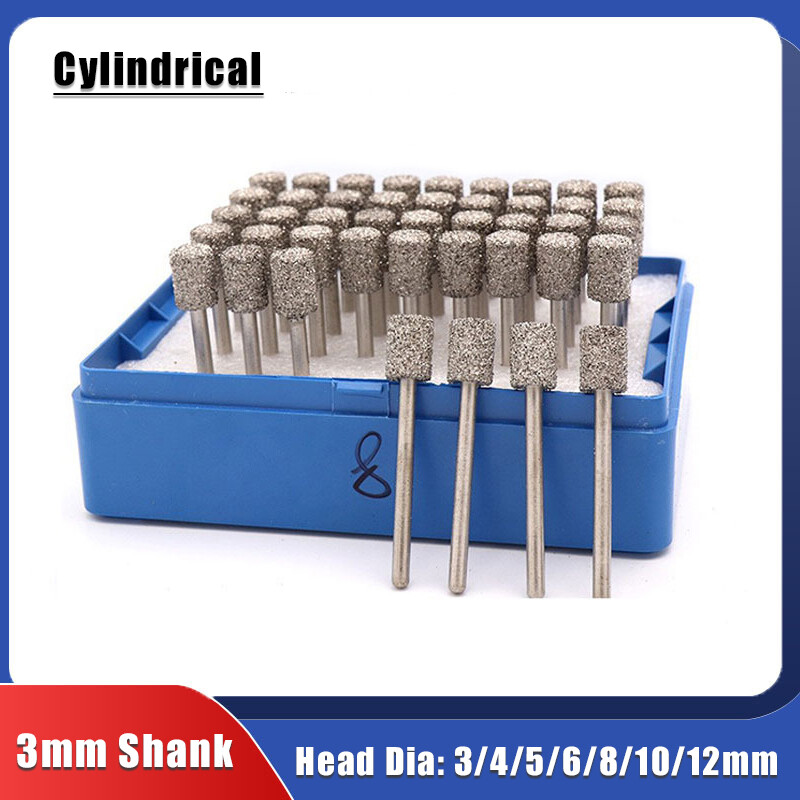 46 Grit 3mm-12 mm Coarse Brazed Diamond Grinding Head Cylindrical Polishing gallery