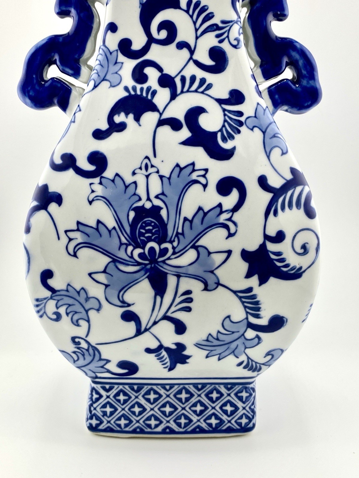 Porcelain Hand painted Dragon Handle Vase 12” X 6” NEW gallery
