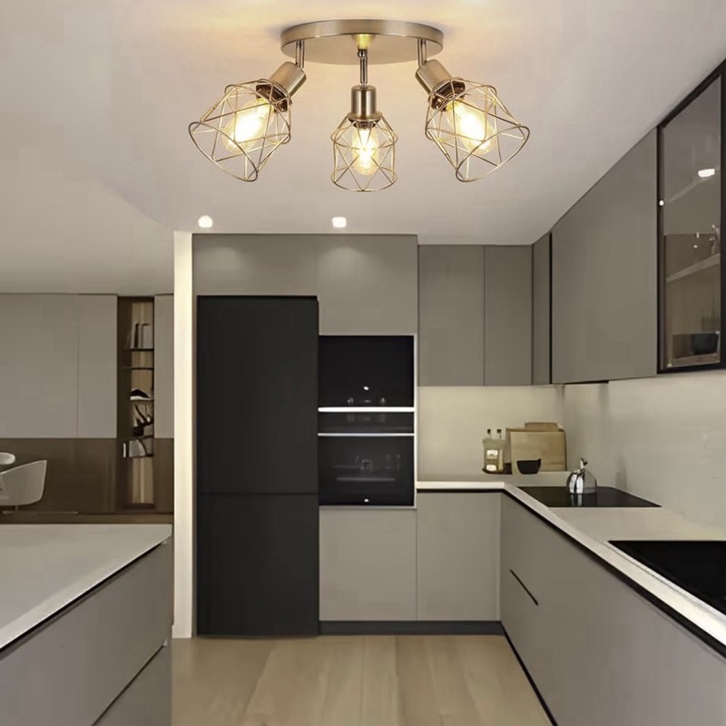 Brushed Nickel 3-Light Adjustable Ceiling Fixture Semi Flush Mount Kitchen Gold gallery