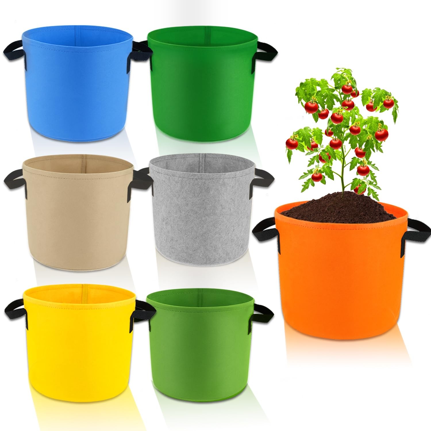 7-Pack 5 Gallon Grow Bags Multi-Colored Fabric Pots for Vegetables Flowers gallery