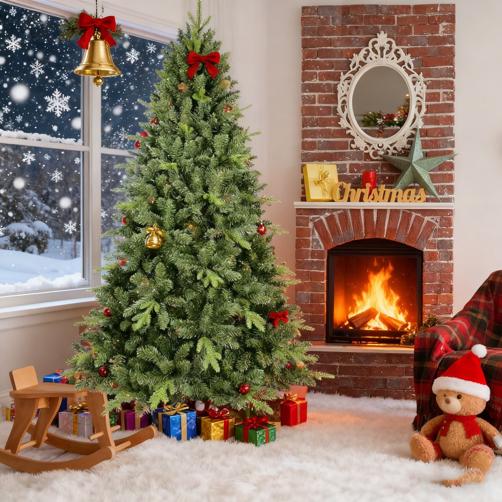 7ft Green Spruce Realistic Artificial Christmas Tree with Stand 1816 PE&PVC Tips gallery