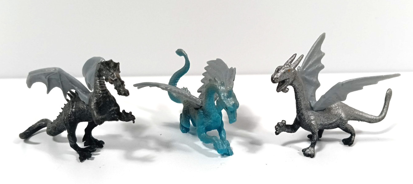Mini Dragon Toy Figures Plastic Rubbery Set of 3 Miniature gallery