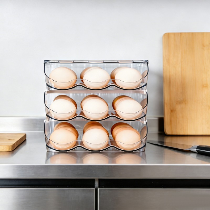 Egg Holder for Fridge Automatically Rolling Egg Storage Container Large Capacity gallery