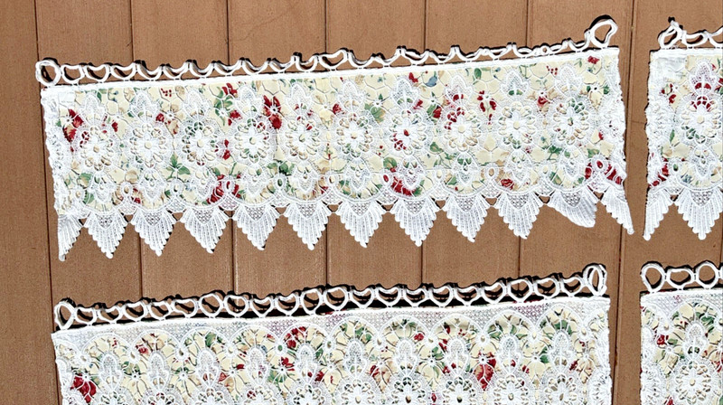 Longaberger Heirloom Curtains 2 Sets With Crochet Custom Made Cottage Core OOAK gallery