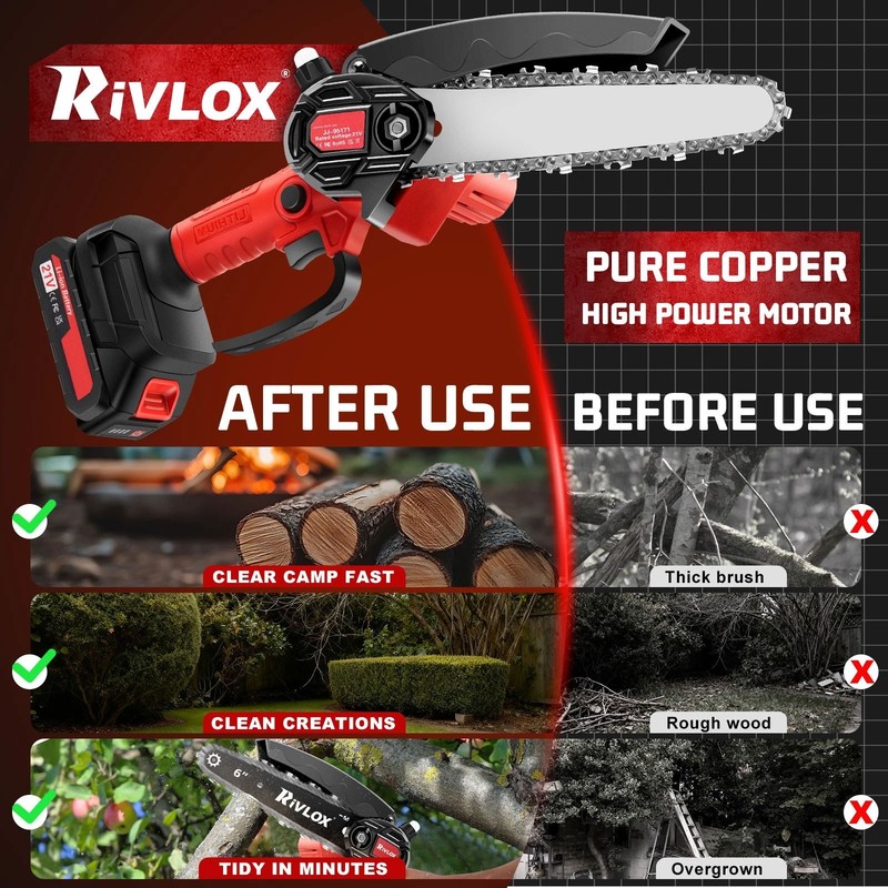 Mini Chain Saw, Portable Cordless Electric Lightweight Chainsaw with Battery gallery