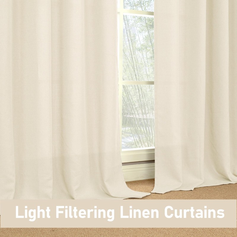 LAMIT Natural Light Beige Linen Textured 60"W x 84"L (Pack of 2), gallery