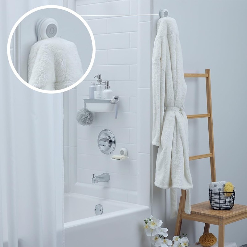 SlipX Solutions On The Dot Power Lock Suction Cup Hook, Razor Holder & White gallery