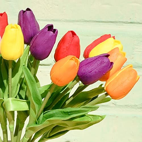 20pcs Multicolor Flowers Artificial Tulip Silk Flowers 13.5" for Multi Color gallery