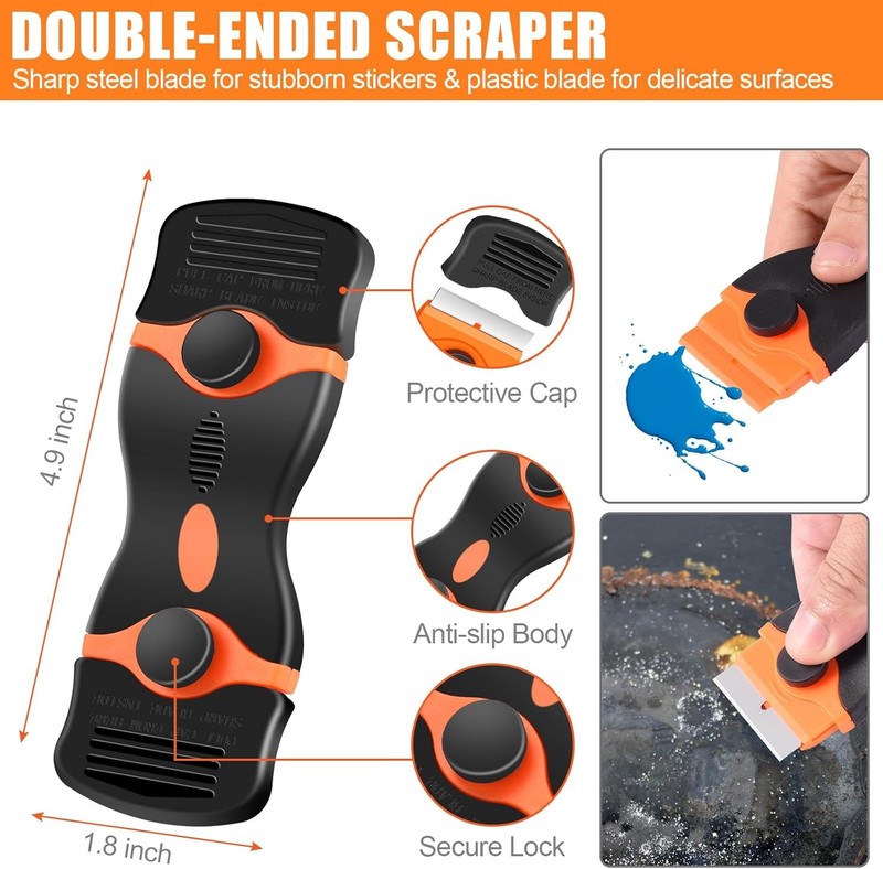 4 Pack Razor Blade Scraper, Premium Cleaning Scraper Tool with 50 PCS Metal gallery