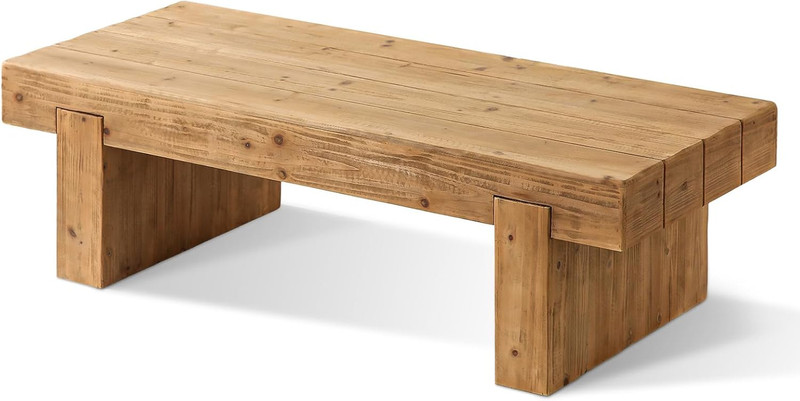 Natural Rectangle Coffee Table - Farmhouse Style, Low Profile Design gallery