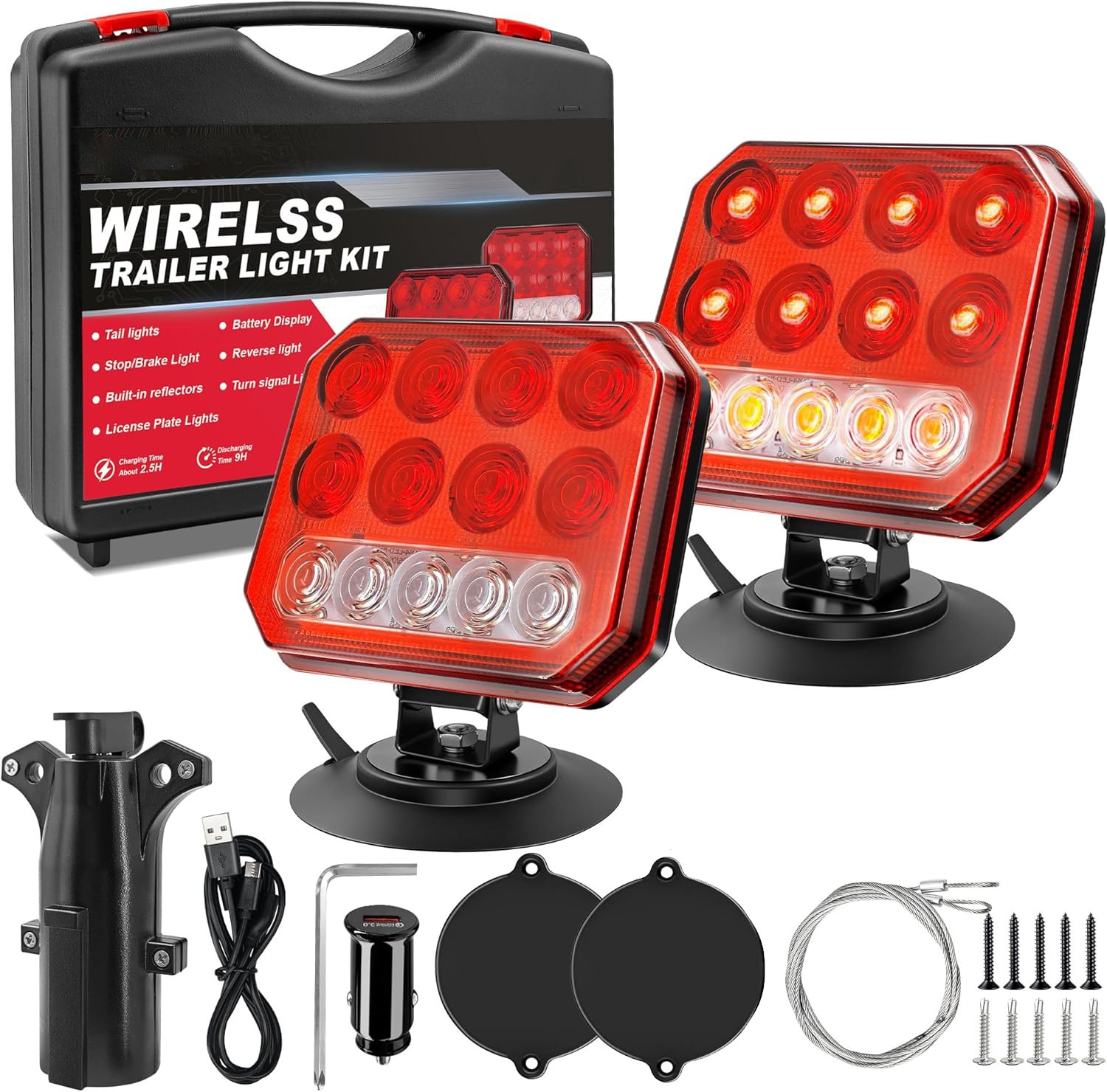 2in1 Magnetic & Rechargeable Wireless Trailer Tow Lights LED Kit, Truck gallery
