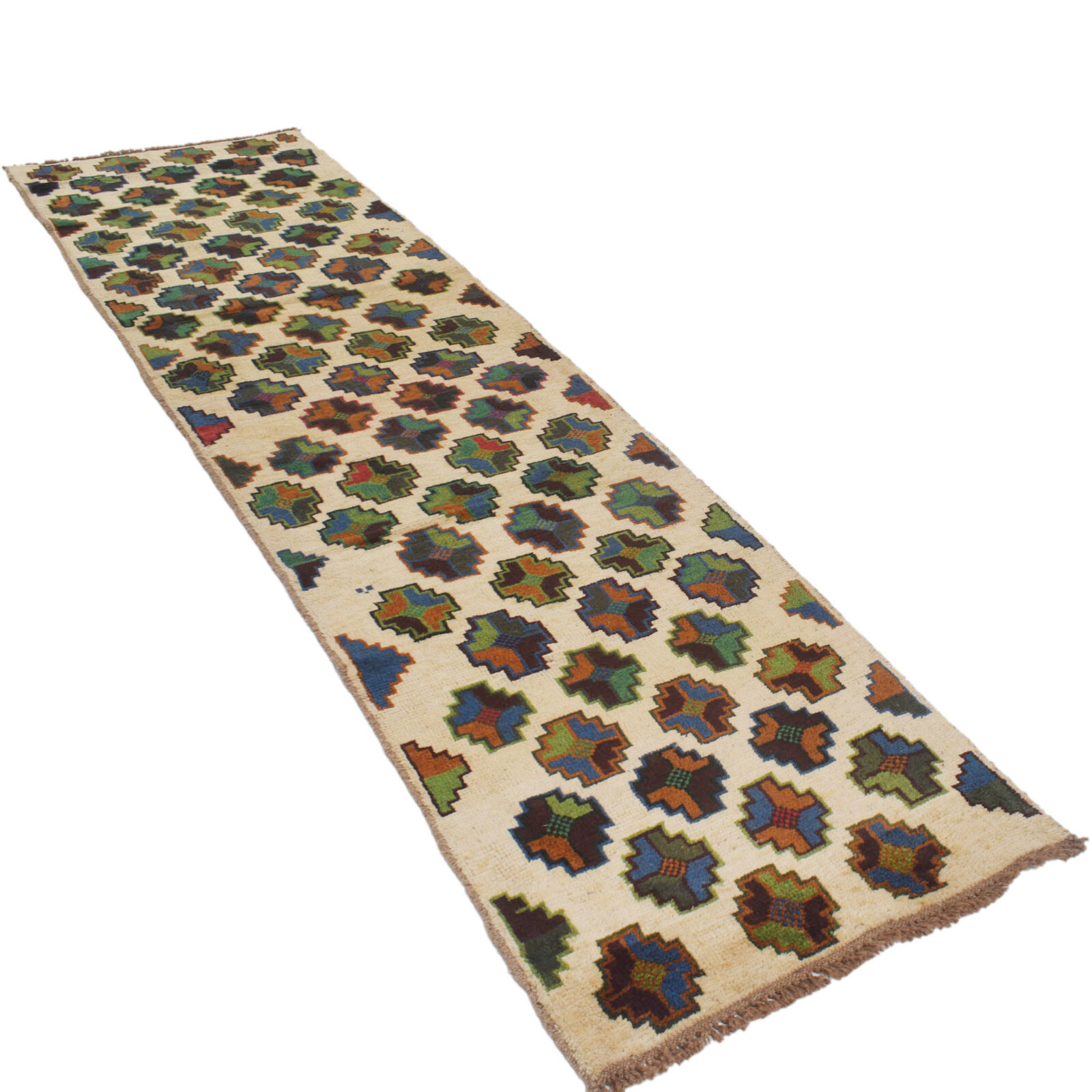 Handmade Afghan Runner Rug 2ft 6in x 9ft 8in - Wool Traditional Carpet B19309 gallery