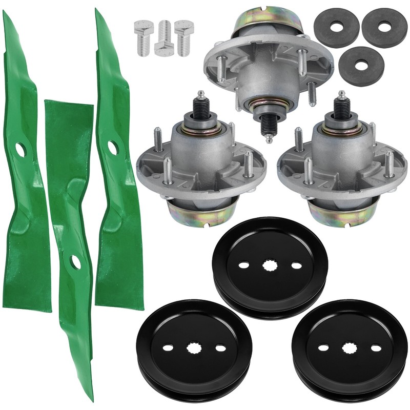 48" Deck Spindle w/ Pulley & Blade John Deere X324 X340 X500 X520 X534 X540 X590 gallery