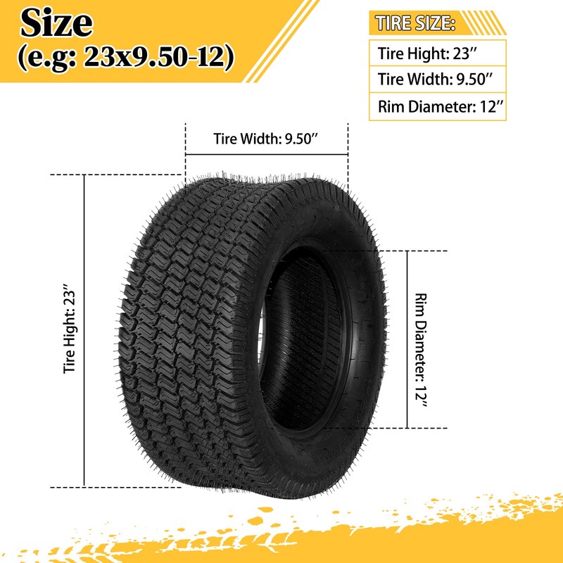 2pcs 23x9.50-12 Lawn Mower Tractor Cart Turf Tires 4 Ply 23x9.5-12 23 950 12 gallery