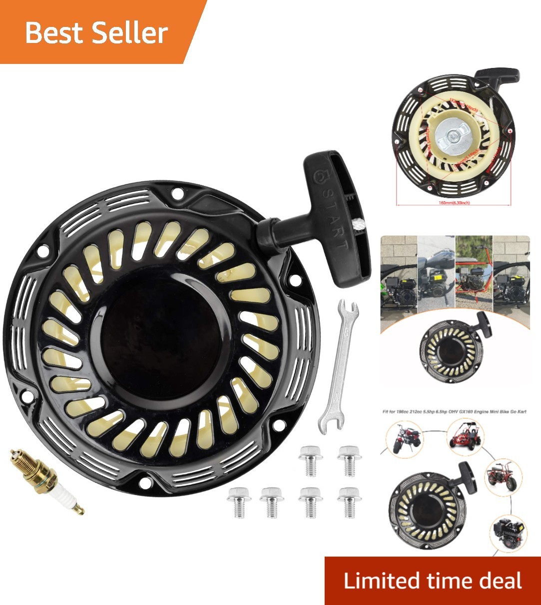 Pull Start Recoil Starter Assembly for Predator 212 196cc 212cc 224cc 6.5HP 7... gallery