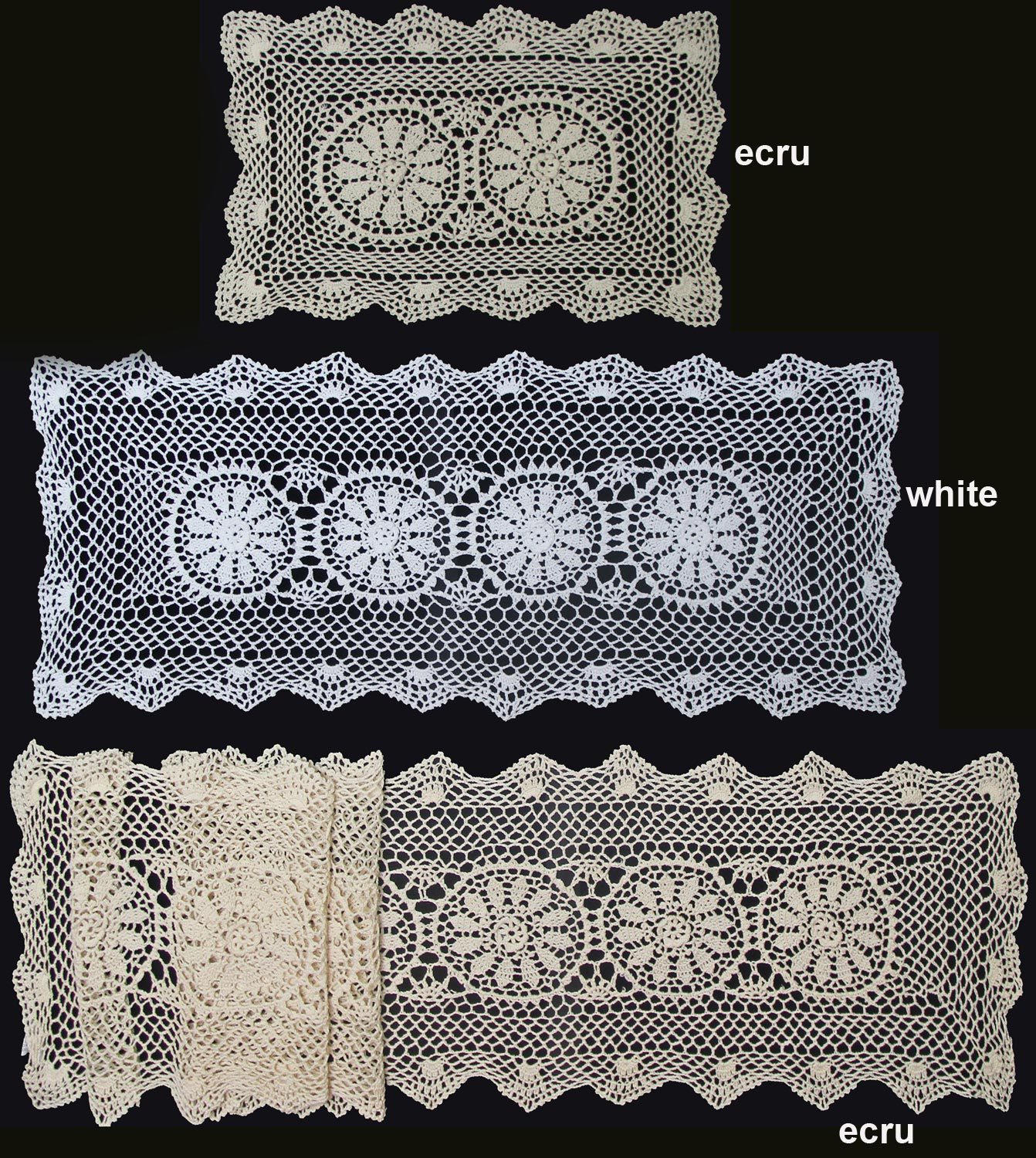 Handmade Crochet Lace Table Runner Beige 14x36", 14x54",14x72",Placemats 14x20" gallery