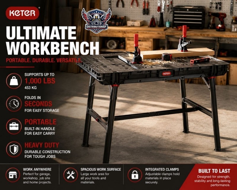 Keter Ultimate Folding Workbench Portable Heavy Duty Work Table 1000 lb gallery
