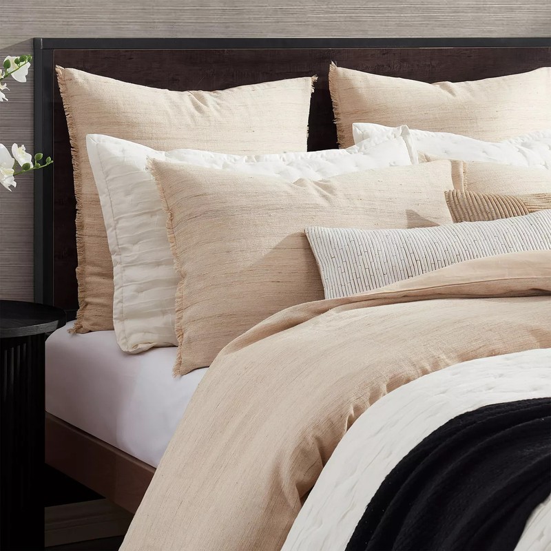 Donna Karan Elements Natural Raw Silk Blend King Duvet Cover | Luxurious Bedding gallery