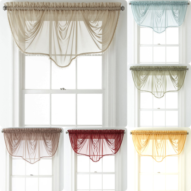 1PC WEAVY BEADED WATERFALL VALANCE VOILE SHEER WINDOW CURTAIN ROD POCKET TOPPER gallery