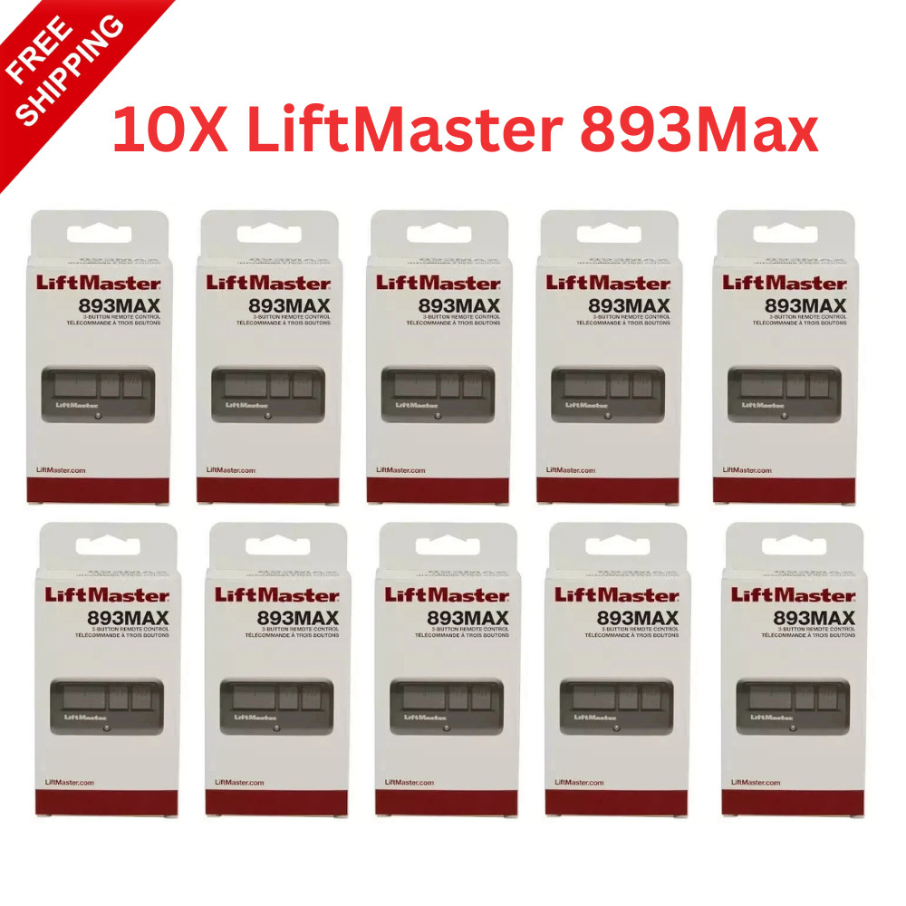 10 PACK LiftMaster 893MAX 3 Button Visor Remote Control Garage Door Opener B gallery